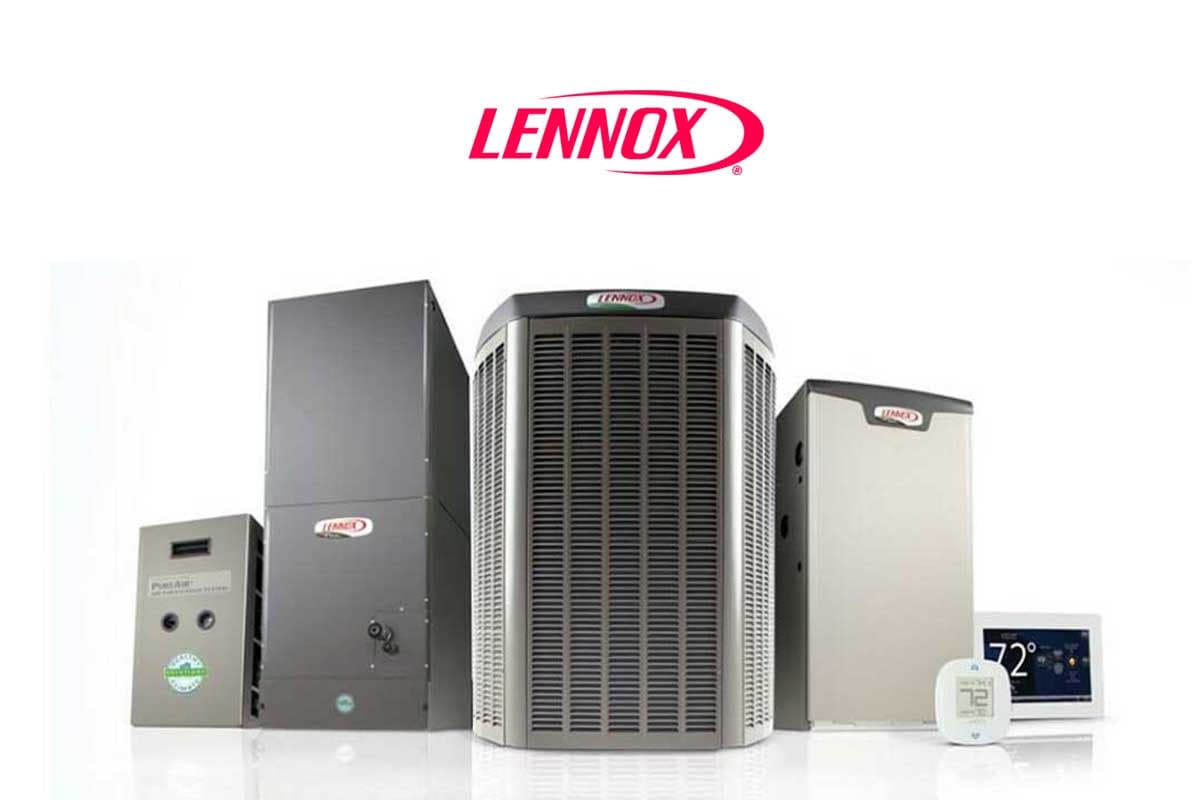 Lennox high-efficiency furnace installation in a residential mechanical room